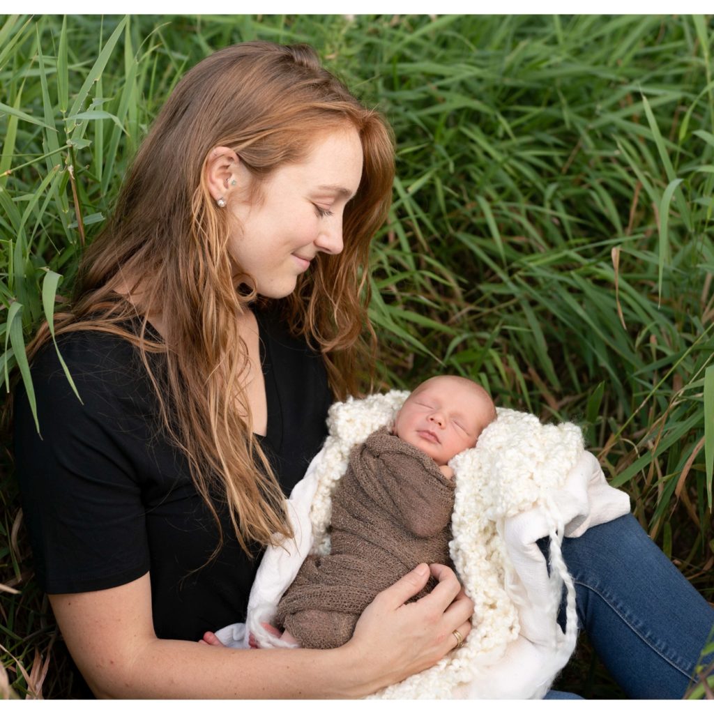 stcloud mn newborn photography calvin wrap outdoor park wood dad calvin